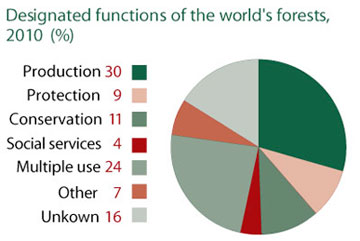 Designated functions of the world's forests, 2010