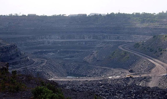 Surface coal mining in Bihar, India. Around 40 percent of India's power is currently provided by coal. 