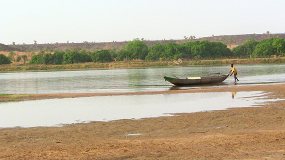 An increasing number of vegetated sand islands dominate the Niger River landscape and shelter countless varieties of aquatic insect communities—the bioindicators of water quality. Photo by: Linda Leila Diatta.
