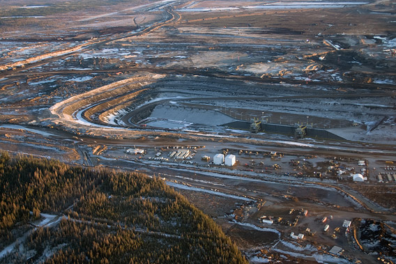 An aerial view of a new oilsands development in northern Alberta.