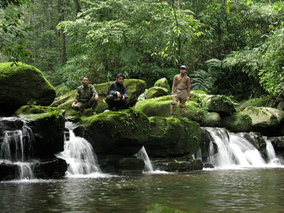  Survey team poses in prime saola habitat in the in Nakai-Nam Theun National Protected Area in the Annamite Mountains. Photo courtesy of William Robichaud.