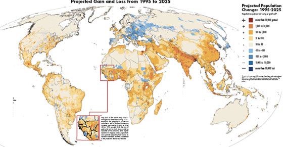 Map projects regional population growth for 2025