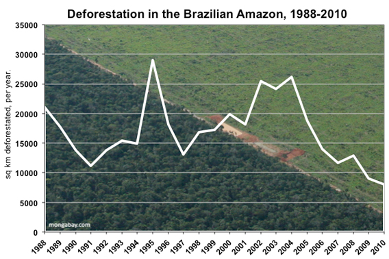 Annual deforestation in the Brazilian Amazon