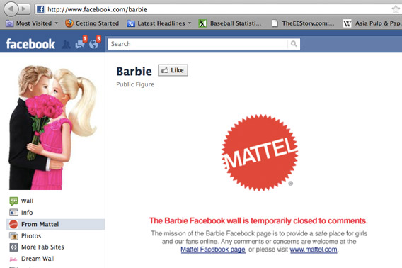 Barbie's Facebook page on June 10, 2011