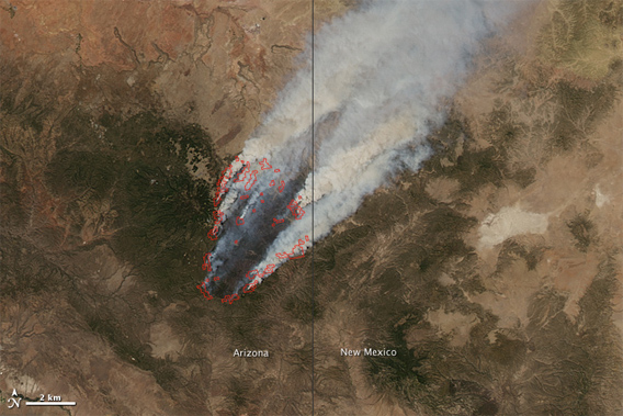 NASA picture of the Wallow Fire