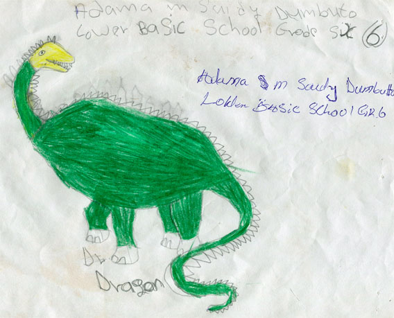 Dragon drawings: Adama M Saidy, Grade 6, Dumbuto Lower Basic School, The Gambia