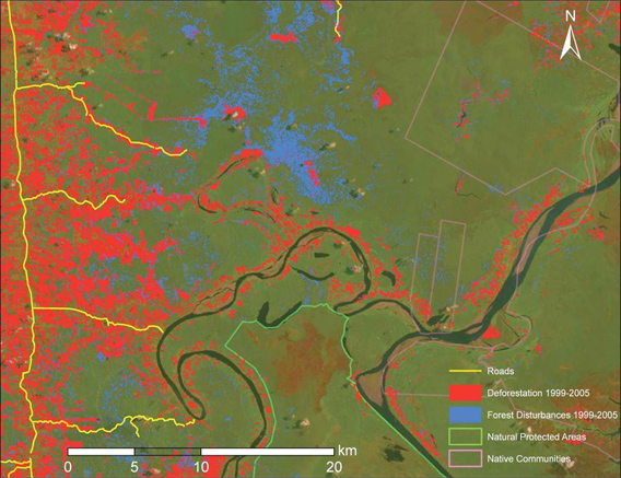 CLASlite map generated from satellite imagery in the Peruvian Amazon