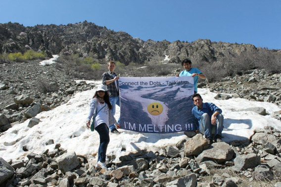 Tajikistan's water supplies are dwindling as glaciers melt and are not renewed by snowfall as in the past. Photo courtesy of 350.org.