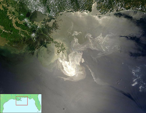 BP Deepwater Horizon oil spill as seen from space. Photo by: NASA's Terra Satellite.