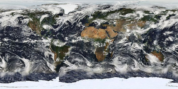 Observations of planet Earth from the Moderate Resolution Imaging Spectroradiometer (MODIS) on July 11, 2005. Photo by: NASA.