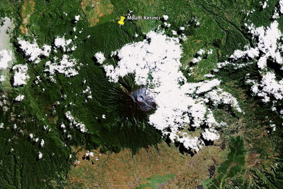  Mount Kerinci, Sumatra's largest volcano, is a part of Kerinci Seblat National Park. Image courtesy of Google Earth.