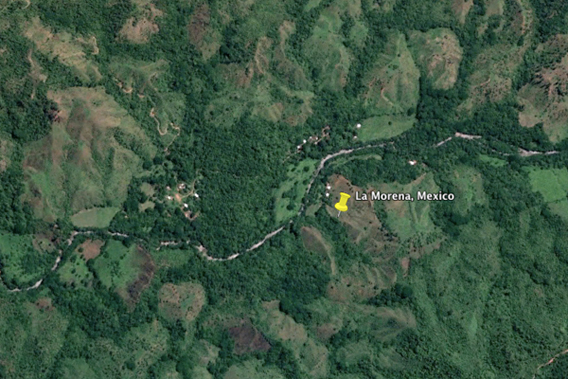  La Morena Mexico in the Petatlán Mountains in the state of Guerroro as viewed by Google Earth.