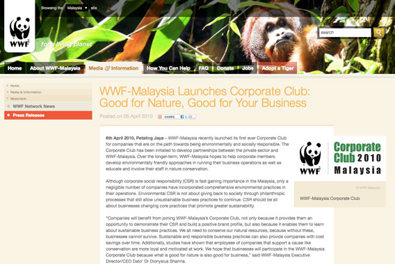  A new report finds that conservation giant WWF may demand too little when working with logging companies. Screenshot of WWF website.