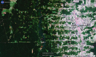 Forest clearing and development near Tailândia, Brazil